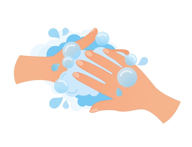 Washing hands with soap Clean hands Vector illustration