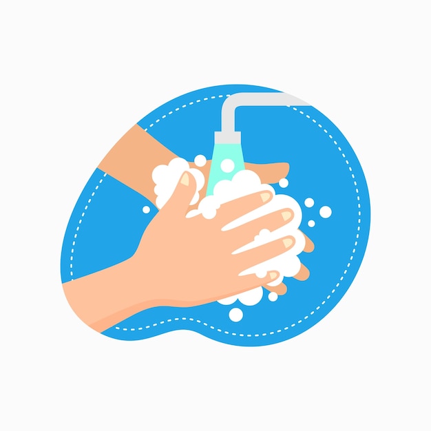 Vector washing hands with soap