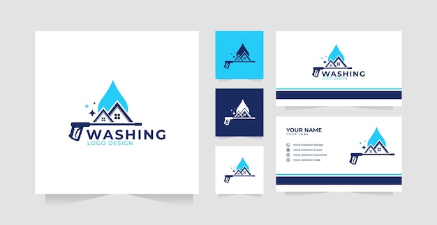 Vector washing logo design inspiration and business card