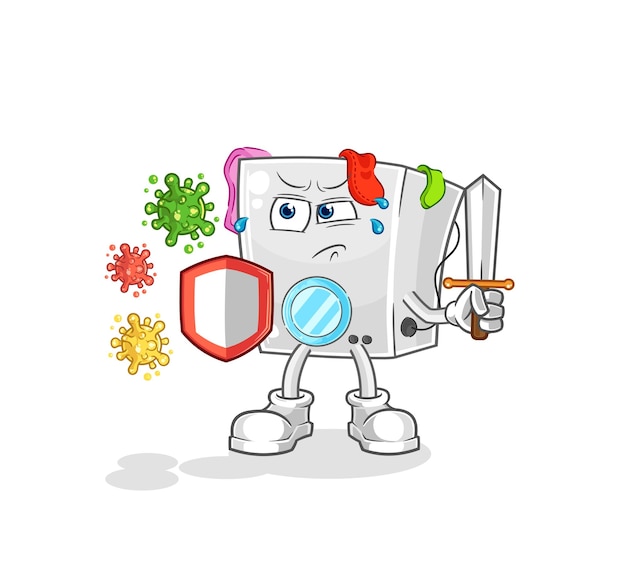 Washing machine against viruses cartoon cartoon mascot vector