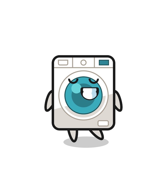 Washing machine cartoon illustration with a shy expression