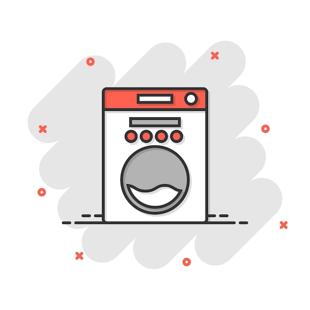 Washing machine icon in flat style Washer vector illustration on white isolated background Laundry business concept