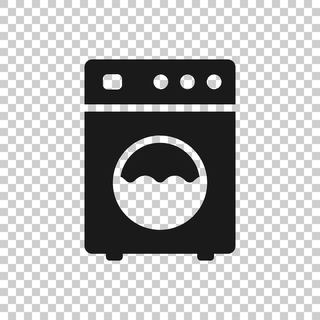 Vector washing machine icon in flat style washer vector illustration on white isolated background laundry business concept