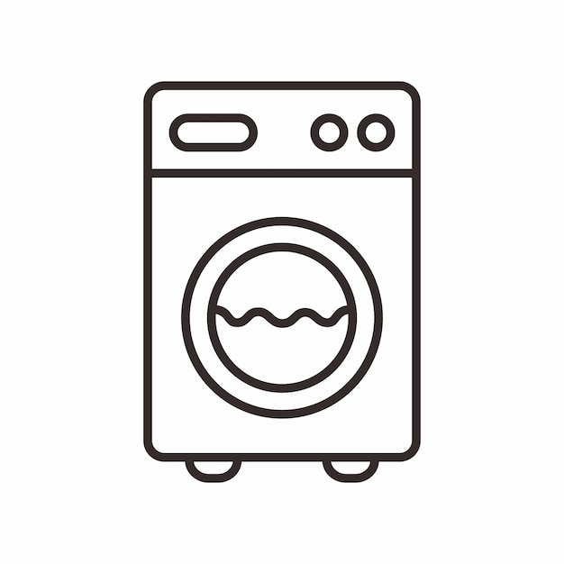 Vector washing machine icon illustration in outline style