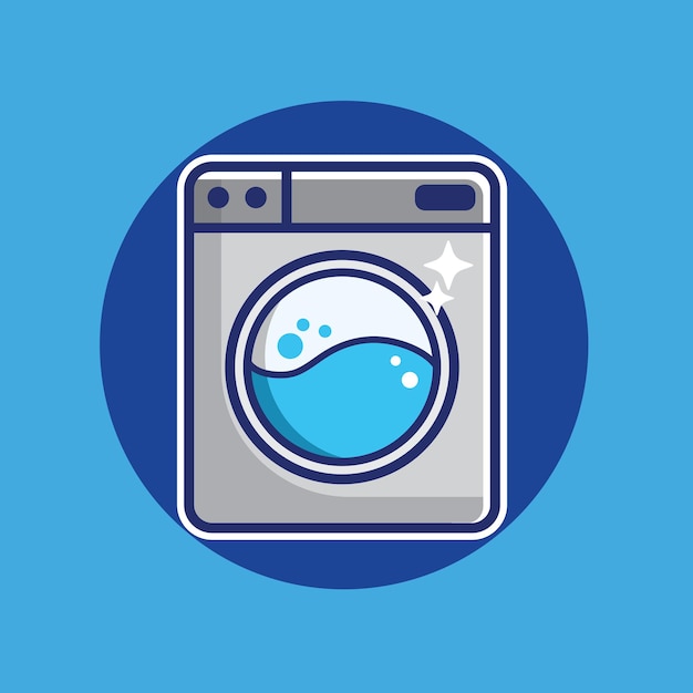 Washing machine icon. Laundry service sign. Clothing cleaner cartoon style