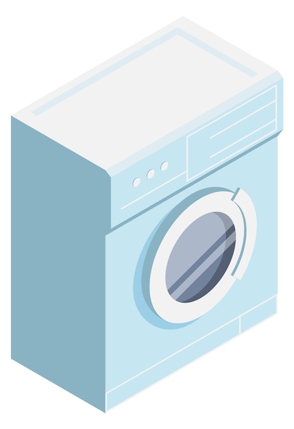 Vector washing machine isometric icon bathroom laundry furniture