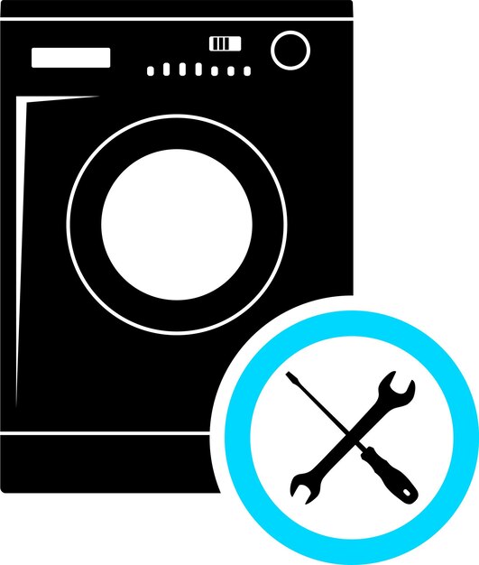 Vector washing machine repair service. vector illustration.