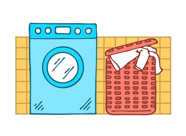 Washing machine sketch isolated on a white background