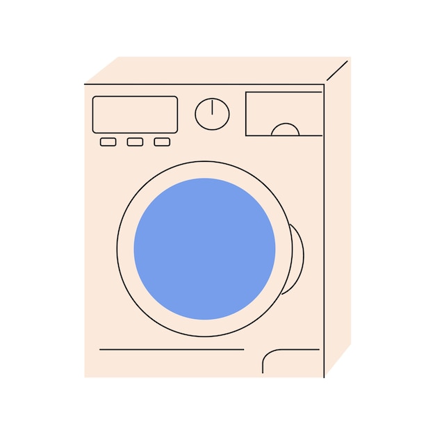 Washing machine vector flat illustration. housework equipment.