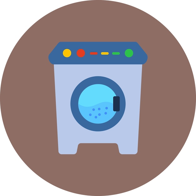 Vector a washing machine with a blue light on the front and the bottom right corner