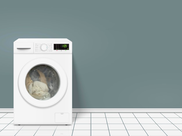 Washing machine with dirty clothes