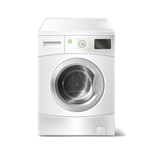 Vector washing machine with smart display on white background