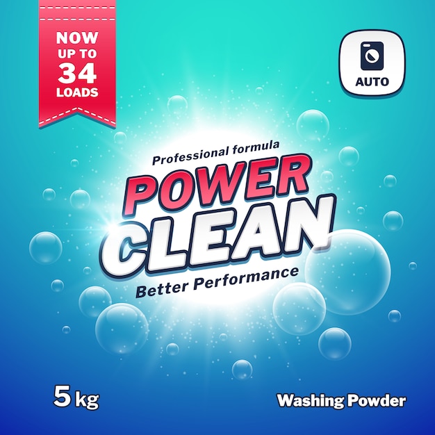 Washing powder, Detergent packaging   template