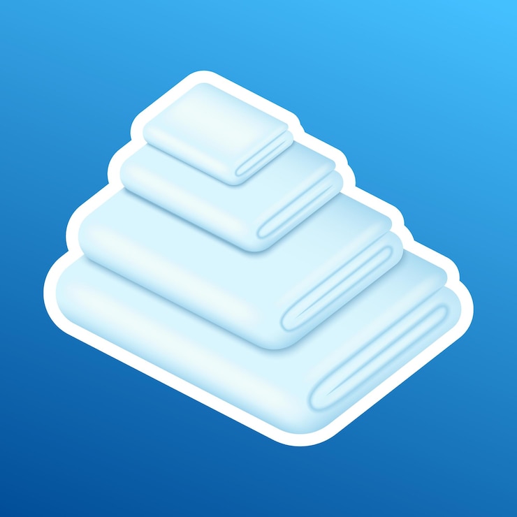 Vector washing sticker pile stack of white clean clothes realistic good laundry detergent result vector ill