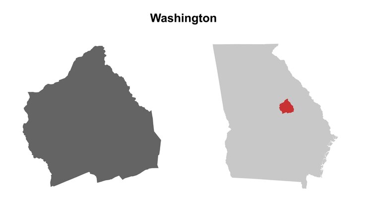Vector washington county georgia blank outline map set