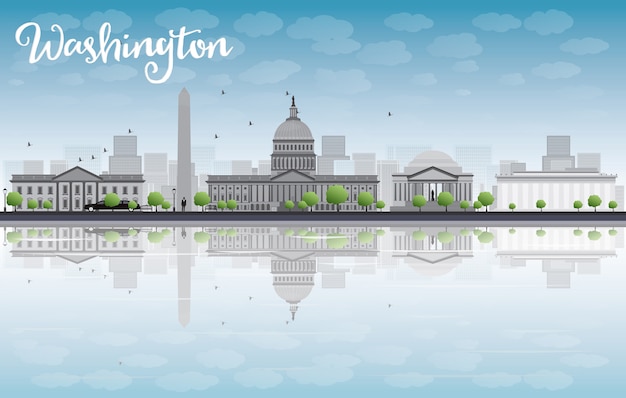 Вашингтон, округ Колумбия, город с облаком и голубым небом
