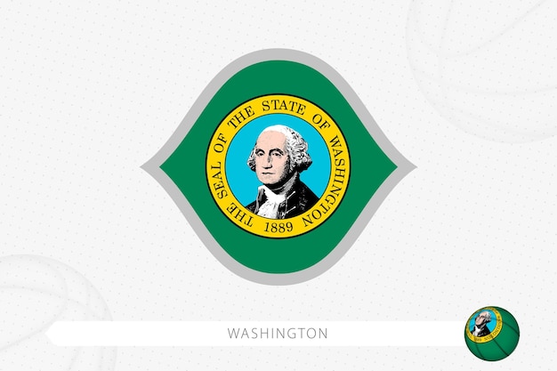 Washington flag for basketball competition on gray basketball background.