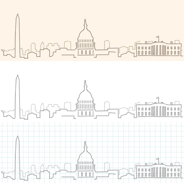 Vector washington hand drawn skyline