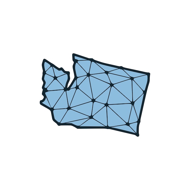 Washington state map polygonal illustration made of lines and dots isolated on white background US state low poly design