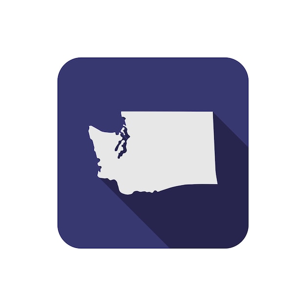 Vector washington state map square with long shadow