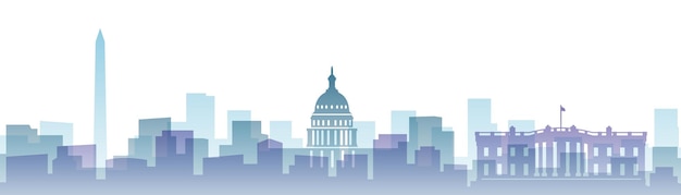 Vector washington transparent layers gradient landmarks skyline