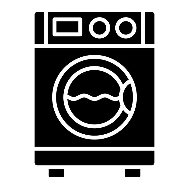 Wasmachine Glyph effen zwarte afbeelding