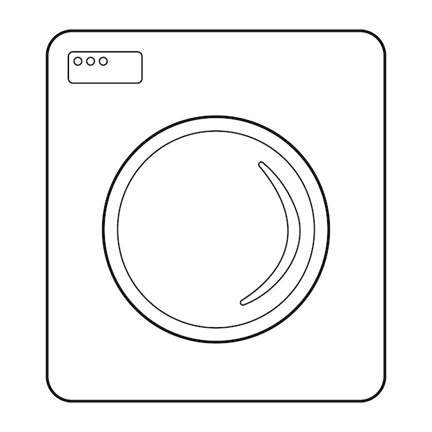 Wasmachine lineaire pictogram Contour symbool Vector geïsoleerde schets