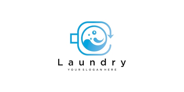 Wasmachine-logo met voor uw wasbedrijf Premium vector