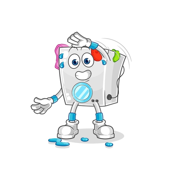 Wasmachine uitrekkende karakter cartoon mascotte vector