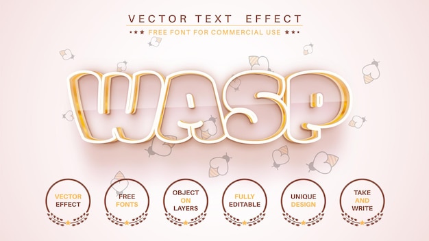 Wasp bewerkbaar teksteffect, lettertypestijl