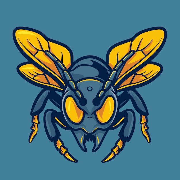 Vector wasp mascot for esports team logo flat color and kid friendly vector illustration