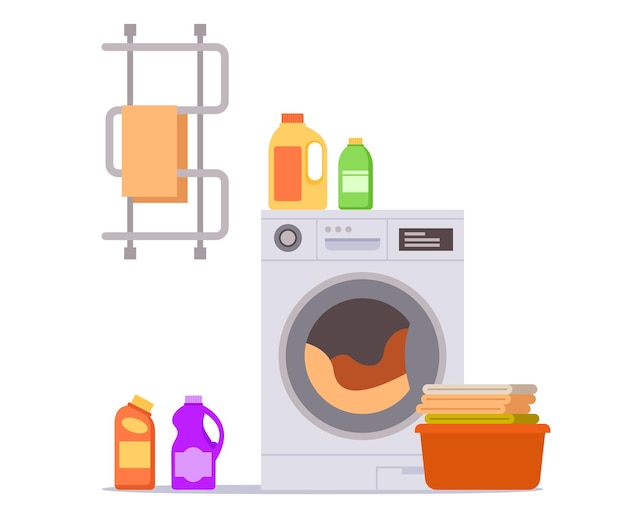 Wasserij droogservice thuis kamer wasmachine doek droger element vector illustratie ontwerpconcept