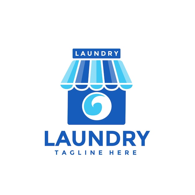 Wasserij-logo met modern logo van de wasmachine