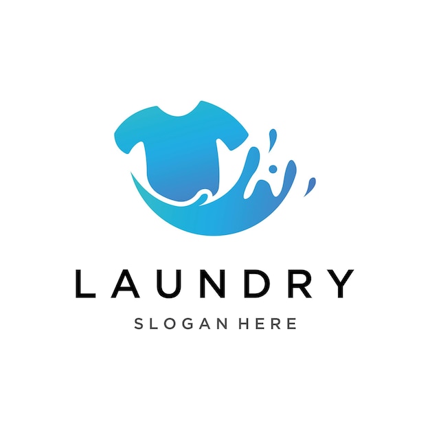 Vector wasserij logo sjabloon creatief ontwerp met het concept van wasmachine kleding of kleding schuim logo voor het wassen van badgecompany