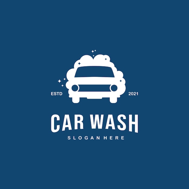 wasstraat logo ontwerp retro hipster vintage auto schoonmaak logo ontwerp op geïsoleerde achtergrond