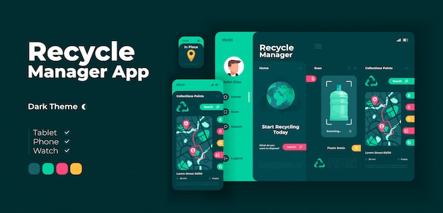 Waste disposal manager app screen   adaptive design template