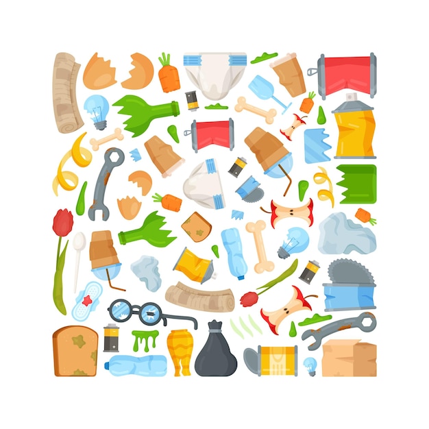 Vector waste and garbage   illustration