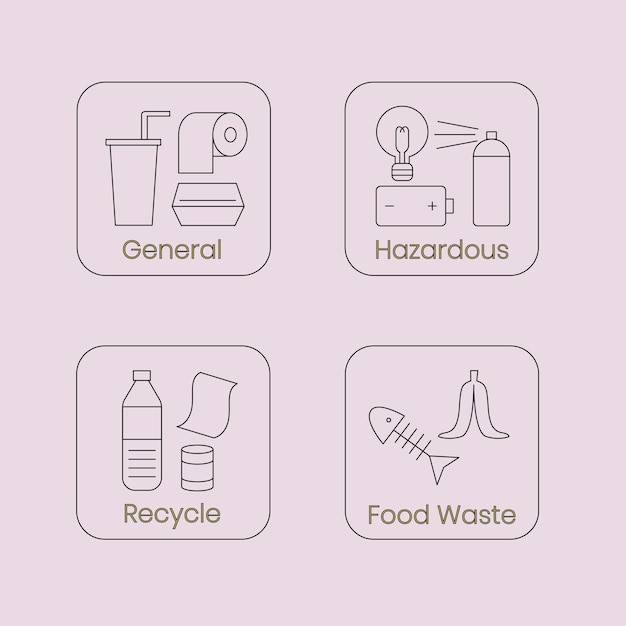 waste management icon design elements vector set