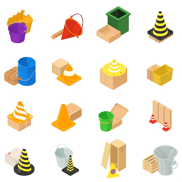 Waste material icon set