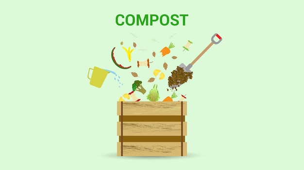 waste recycling process concept for compost organic vector illustration.