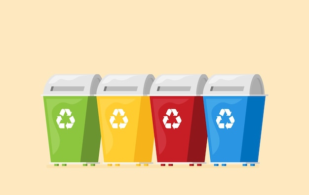 Waste sorting garbage bin vector