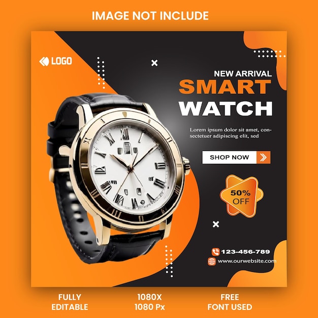 watch brand product sale social media post template