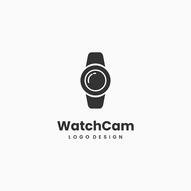 Watch combine with camera lens logo design on isolated background