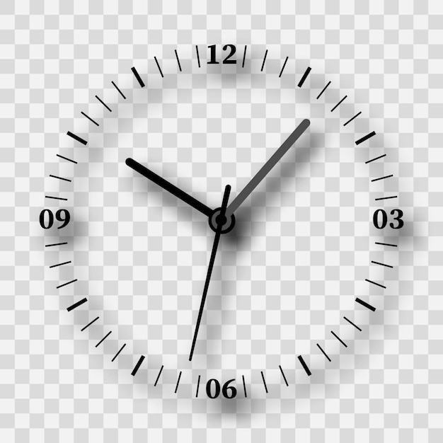 Vector watch dial on a transparent background with a shadow vector illustration
