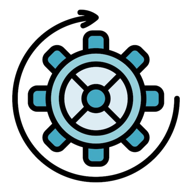 Watch gear wheel icon outline watch gear wheel vector icon color flat isolated