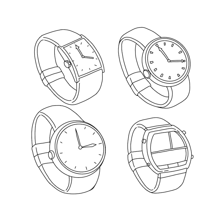 Vector watch handrawn doodle illustrations vector set