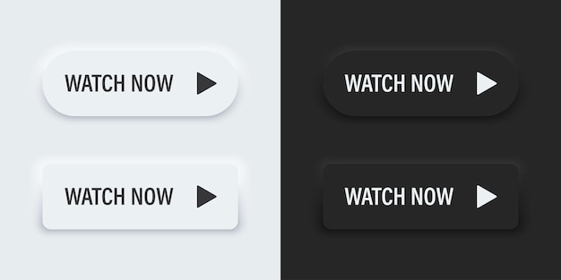 watch now icon a set of buttons with watch now symbols 3d neumorphism element design for apps websites and interfaces ui ux vector illustration