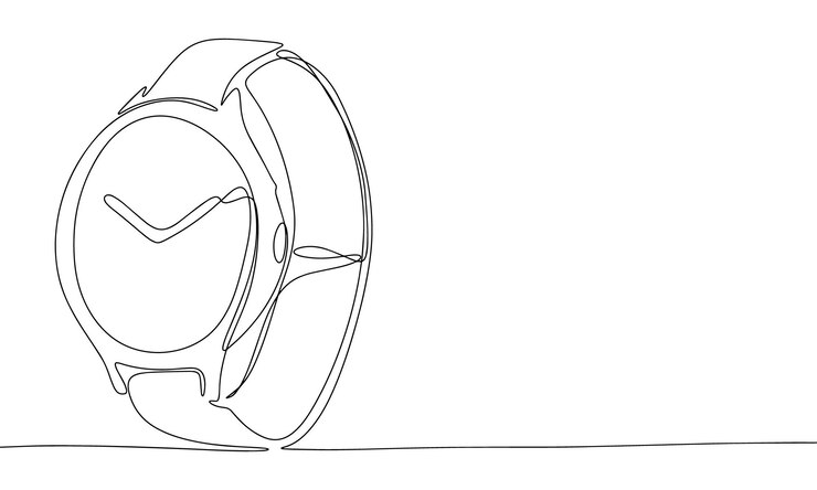 Vector watch one line continuous line art watch isolated on transparent background hand drawn vector art