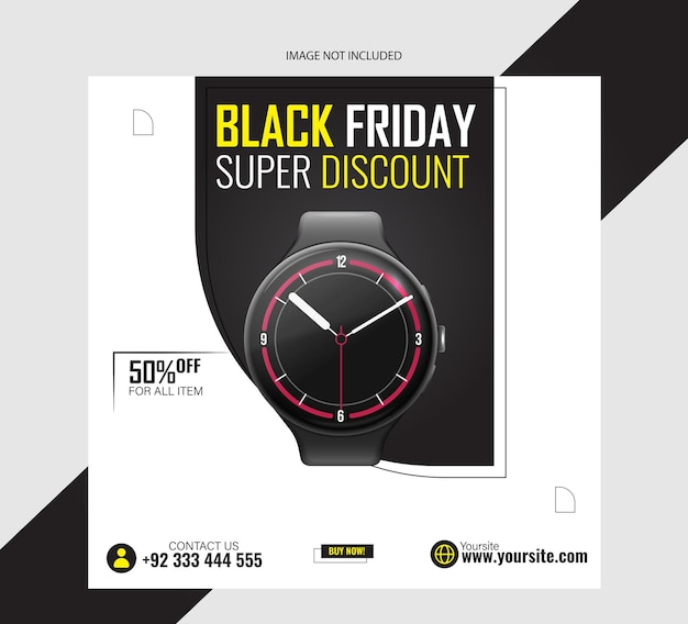 Vector watch sale social media instagram post template and facebook ads banner template