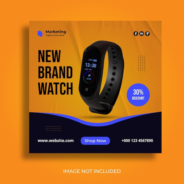 Watch sale social media post or web banner template